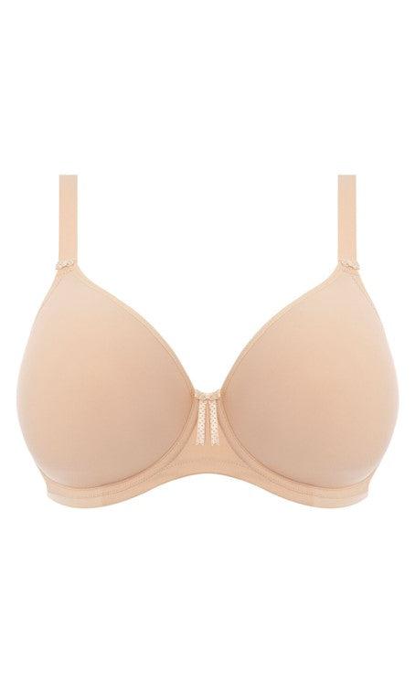 Elomi Bijou Smooth Underwired smooth soft moulded bra, in an every day essential sand colourway creates a beautifully rounded shape in sizes